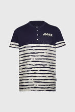 Load image into Gallery viewer, THC Striped Waves Henley Pocket Tee (Sailor Navy)