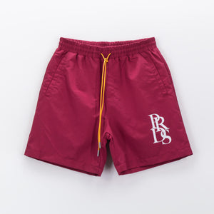 PARADISE LOST NYLON MONOGRAM SHORTS (BURGUNDY)