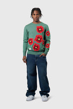 Load image into Gallery viewer, THC Opium Poppy Flower Knit Sweater (Basil Green)