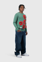 Load image into Gallery viewer, THC Opium Poppy Flower Knit Sweater (Basil Green)