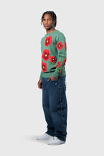 Load image into Gallery viewer, THC Opium Poppy Flower Knit Sweater (Basil Green)