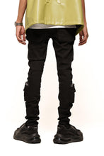 Load image into Gallery viewer, PHEELINGS TIME DON&#39;T WAIT CARGO SKINNY DENIM (JET BLACK)