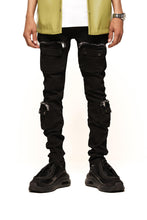 Load image into Gallery viewer, PHEELINGS TIME DON&#39;T WAIT CARGO SKINNY DENIM (JET BLACK)