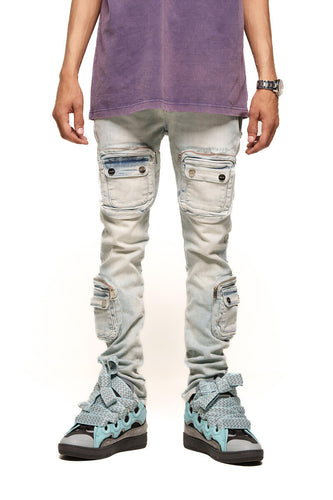 PHEELINGS TIME DON'T WAIT CARGO SKINNY DENIM (LIGHT BLUE)