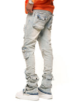 Load image into Gallery viewer, PHEELINGS JOURNEY TO GREATNESS FLARE STACK DENIM (LIGHT BLUE)