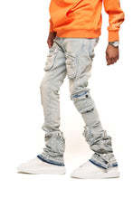 Load image into Gallery viewer, PHEELINGS JOURNEY TO GREATNESS FLARE STACK DENIM (LIGHT BLUE)