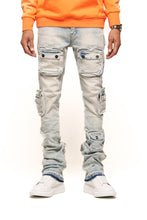 Load image into Gallery viewer, PHEELINGS JOURNEY TO GREATNESS FLARE STACK DENIM (LIGHT BLUE)