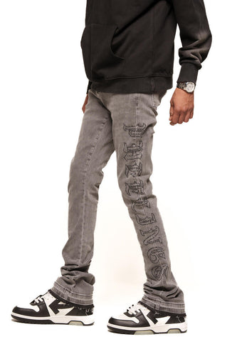 Pheelings RISING ABOVE FLARE STACK DENIM (CHARCOAL GREY)