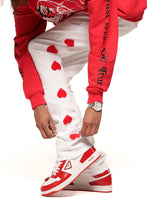 Load image into Gallery viewer, Pheelings HEART BREAK OF SUCCESS FLARE STACK DENIM (WHITE/RED)