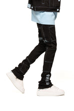 Load image into Gallery viewer, PHEELINGS DEFYING ODDS FLARE STACK DENIM (JET BLACK/COLUMBIA BLUE)