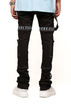 Load image into Gallery viewer, PHEELINGS DEFYING ODDS FLARE STACK DENIM (JET BLACK/COLUMBIA BLUE)