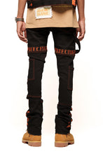 Load image into Gallery viewer, PHEELINGS DEFYING ODDS FLARE STACK DENIM (JET BLACK/ORANGE)