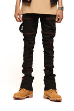 Load image into Gallery viewer, PHEELINGS DEFYING ODDS FLARE STACK DENIM (JET BLACK/ORANGE)