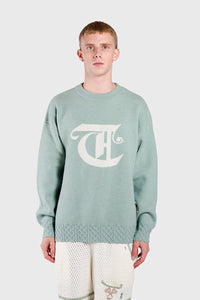 THC Racket Club Knit Crewneck Sweater (Pastel Green)