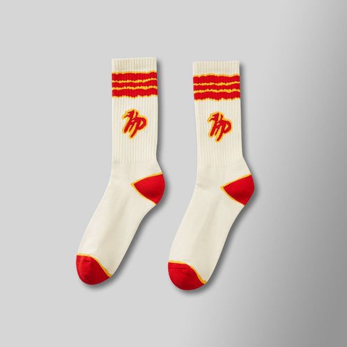 Hyde Park Wavy Sock (Cream Red & Yellow)