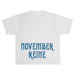 November Reine BREAK THE BANK T-SHIRT (LIGHT GREY WHITE AND MILITARY BLUE)