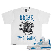 Load image into Gallery viewer, November Reine BREAK THE BANK T-SHIRT (LIGHT GREY WHITE AND MILITARY BLUE)