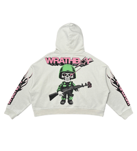 Load image into Gallery viewer, Wrathboy WORLD AT WAR CROPPED HOODIE (CEMENT)