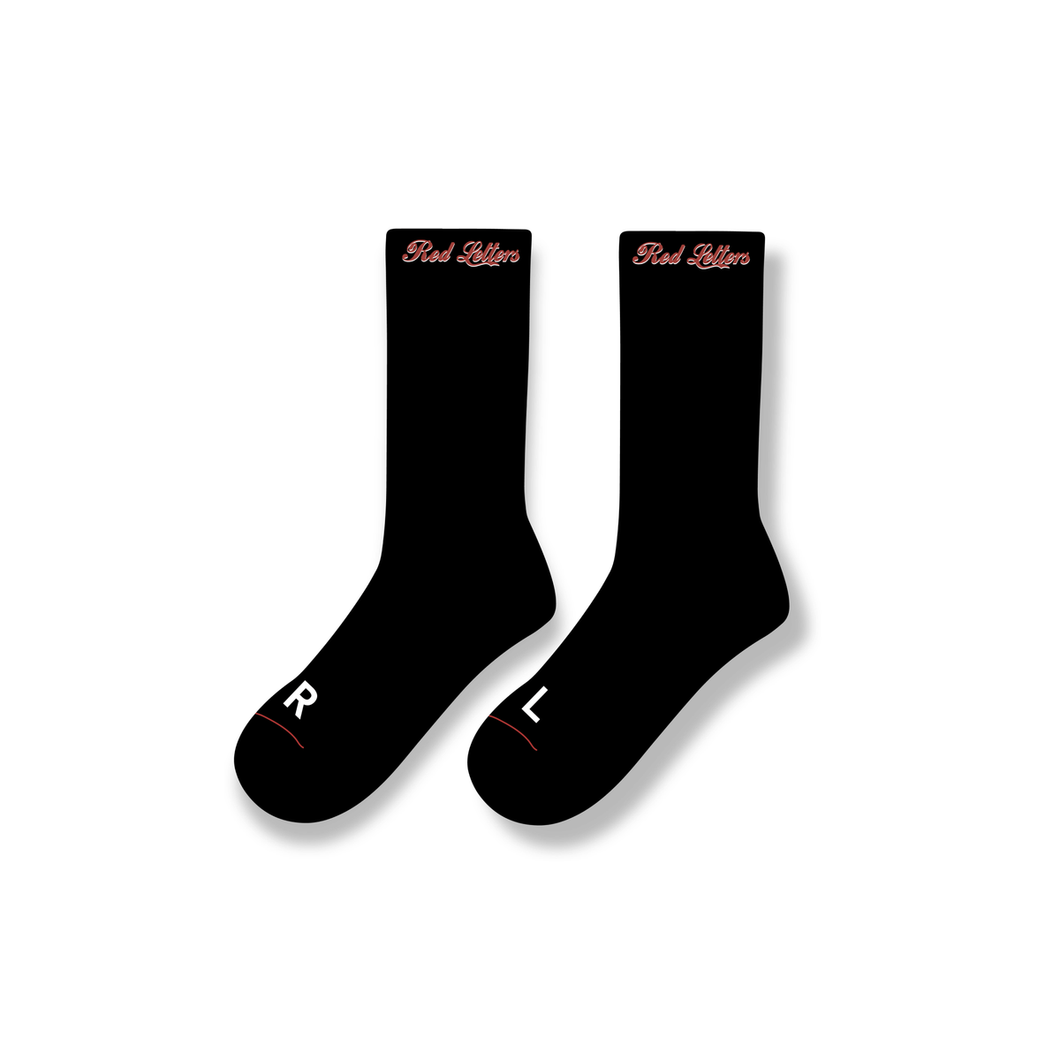 Red Letters Just Black Socks