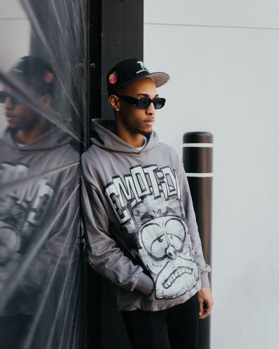 MIXED EMOTIONS Monster Cropped Hoodie (Grey)