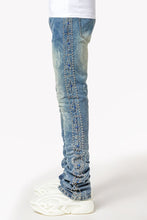 Load image into Gallery viewer, GUAPI Aqua Blue Rivets Stacked Denim (Aqua Blue)