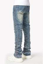 Load image into Gallery viewer, GUAPI Aqua Blue Rivets Stacked Denim (Aqua Blue)