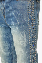 Load image into Gallery viewer, GUAPI Aqua Blue Rivets Stacked Denim (Aqua Blue)