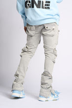 Load image into Gallery viewer, PHEELINGS JOURNEY TO GREATNESS FLARE STACK DENIM (COLD GREY)