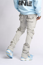 Load image into Gallery viewer, PHEELINGS JOURNEY TO GREATNESS FLARE STACK DENIM (COLD GREY)