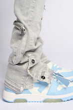 Load image into Gallery viewer, PHEELINGS JOURNEY TO GREATNESS FLARE STACK DENIM (COLD GREY)