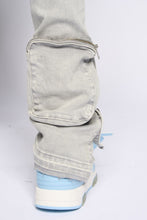 Load image into Gallery viewer, PHEELINGS JOURNEY TO GREATNESS FLARE STACK DENIM (COLD GREY)