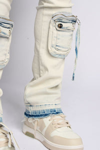 PHEELINGS PHEELING ALONE STACK CARGO DENIM (LIGHT BLUE)