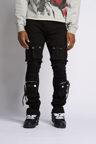 PHEELINGS PHEELING ALONE STACK CARGO DENIM (JET BLACK)