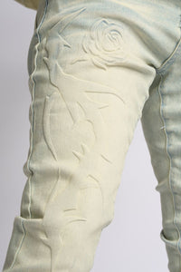 PHEELINGS LOVE IS PAIN EMBOSSED SKINNY DENIM (LIGHT BLUE/SAND)
