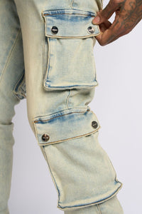 PHEELINGS GRAVATUS STACK CARGO DENIM (SAND/LIGHT BLUE)