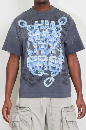 First Row WASHED HUMANITY FIRST CHAIN TEE (GREY)