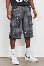 Load image into Gallery viewer, First Row WASHED MULTI CARGO DENIM JORTS