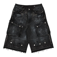 Load image into Gallery viewer, First Row WASHED MULTI CARGO DENIM JORTS