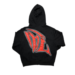 MIXED EMOTIONS Black Graffiti Zipper Hoodie (Black)