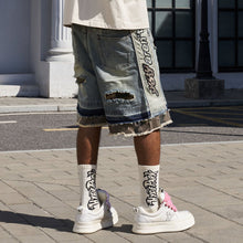 Load image into Gallery viewer, Hyde Park Camo Patch Striped Denim Short (Blue)