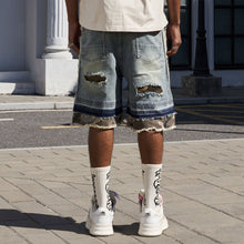 Load image into Gallery viewer, Hyde Park Camo Patch Striped Denim Short (Blue)