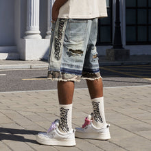 Load image into Gallery viewer, Hyde Park Camo Patch Striped Denim Short (Blue)