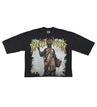 Load image into Gallery viewer, Stray wide &amp; crop fit w/ 3/4 sleeve tshirt (Black)