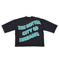 Load image into Gallery viewer, Stray wide &amp; crop fit w/ 3/4 sleeve tshirt (Black)
