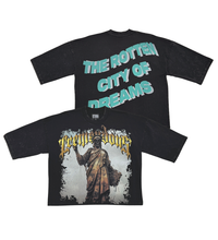Load image into Gallery viewer, Stray wide &amp; crop fit w/ 3/4 sleeve tshirt (Black)
