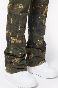 GUAPI Camo Pockets Flared Denim (Camo)