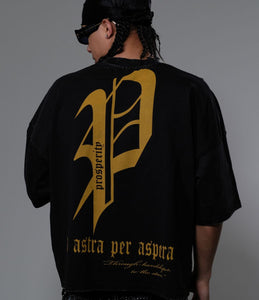 Stray wide & crop fit tshirt (Black)