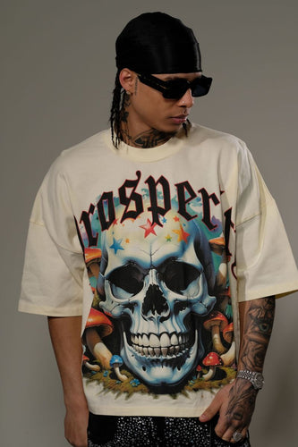 Stray wide & crop fit tshirt (Cream)