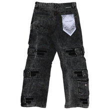 Load image into Gallery viewer, First Row WASHED MULTI CARGO DENIM Y2K PANTS