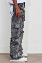 Load image into Gallery viewer, First Row WASHED MULTI CARGO DENIM Y2K PANTS